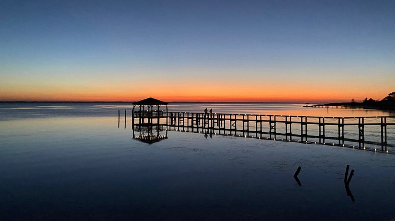 The Duck Town Park boardwalk at sunset