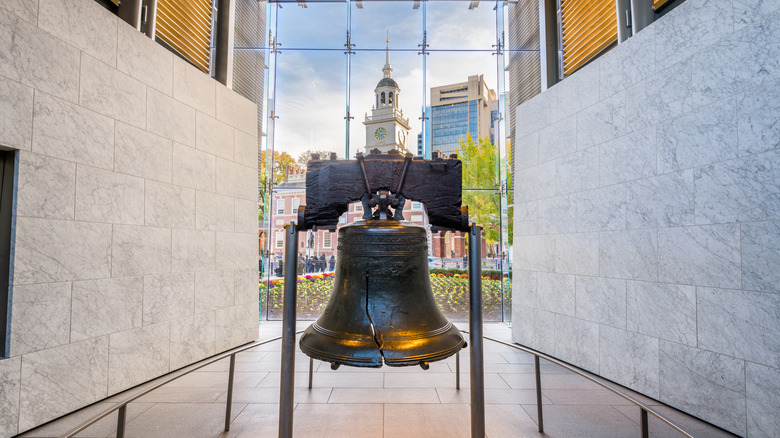 The Liberty Bell from inside the Liberty Bell Center