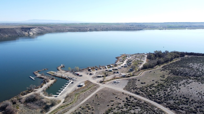 A marina and campground on CJ Strike Reservoir, Idaho