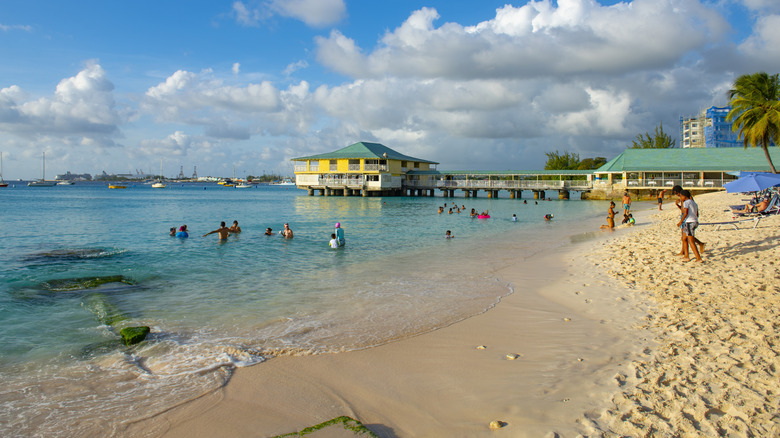 Beach on a sunny day in Bridgetown, Barbados.