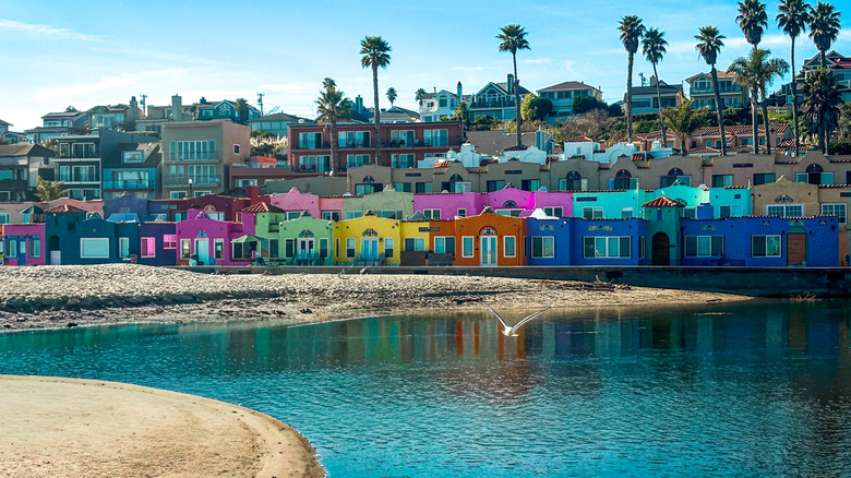 The colorful buildings along Capitola Village's beach