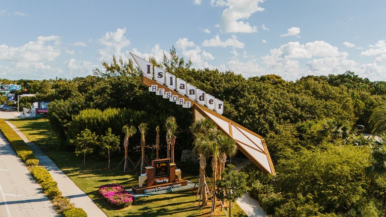 View of the 1950s Islander Resort sign in Islamorada