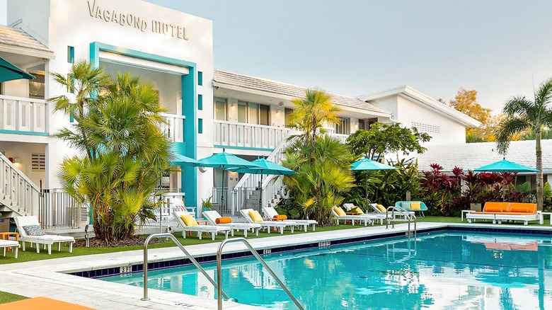 View of the Vagabond Hotel and swimming pool