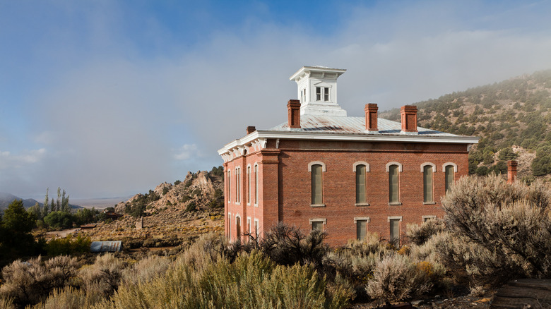 The historic brick courthouse in Belmont, a ghost town in Nevada