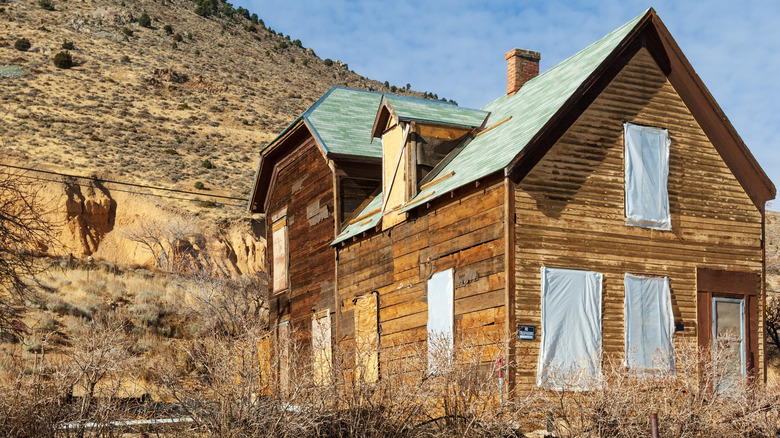 Abandoned historic mining building in Virginia City, NV.