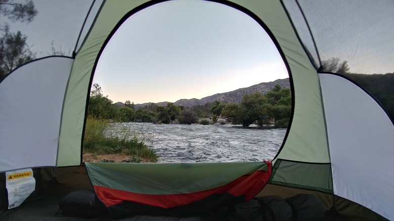 View of the Kern River from a tent