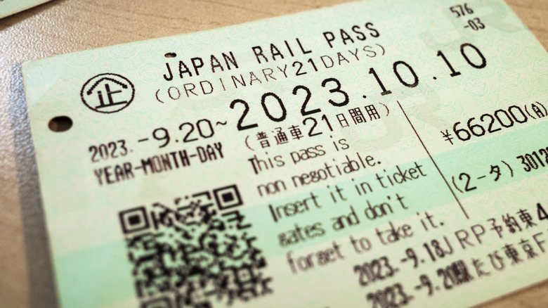a train ticket on a counter