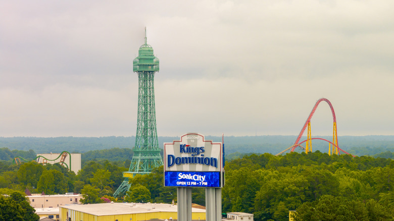 An aerial view of the coaster Pantherian, formerly Intimidator 305, towering over Kings Dominion