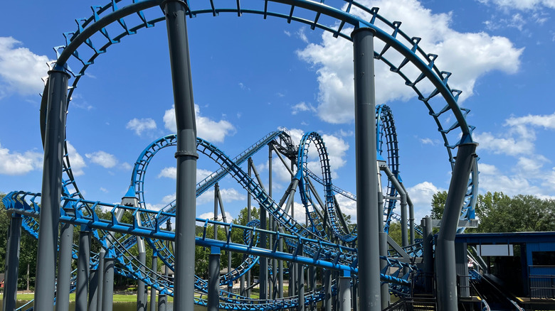 A looping roller coaster at Six Flags Over Georgia