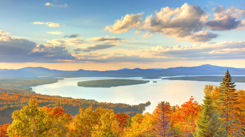 Aerial view of Rangeley Lake in Maine