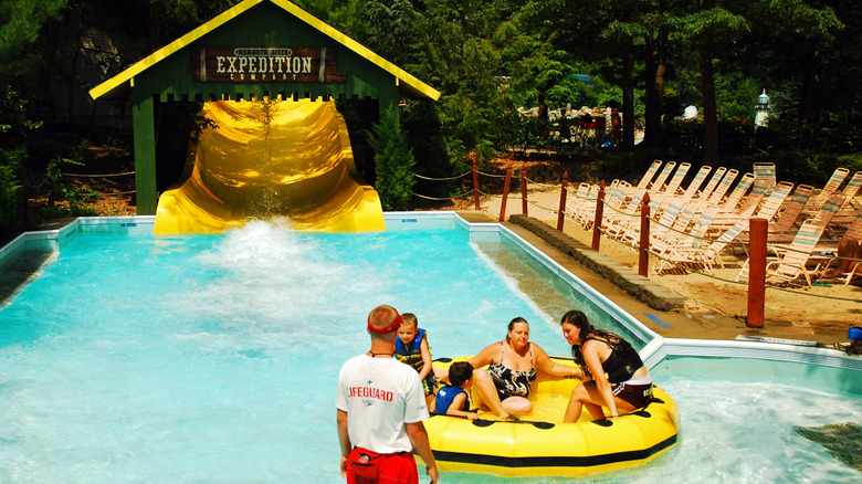 A lifeguard at a water park in Long Island, New York