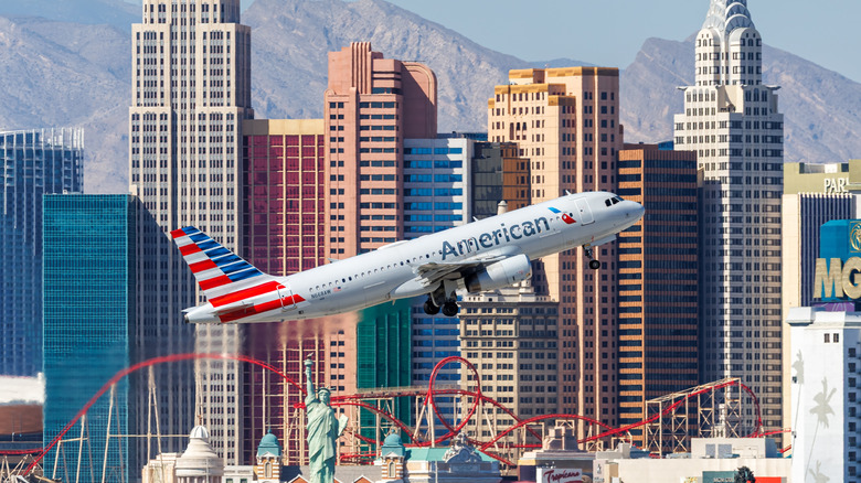 American Airlines plane taking off in Las Vegas