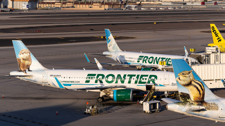 Frontier Airlines plane on a runway