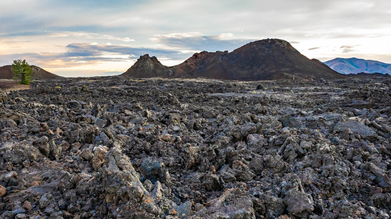 Lava fields and cinder cones at Craters of the Moon National Monument.