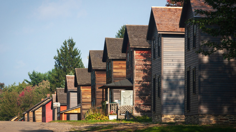 Rows of old stack houses used by miners in Eckley Miners' Village, Pennsylvania