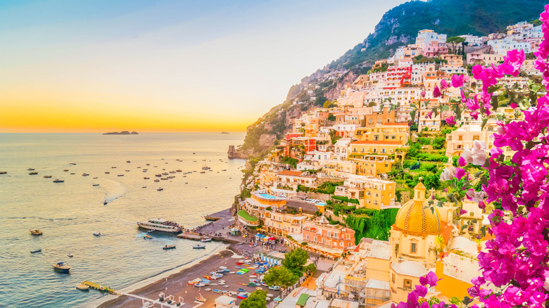 Bay of Positano at sunset