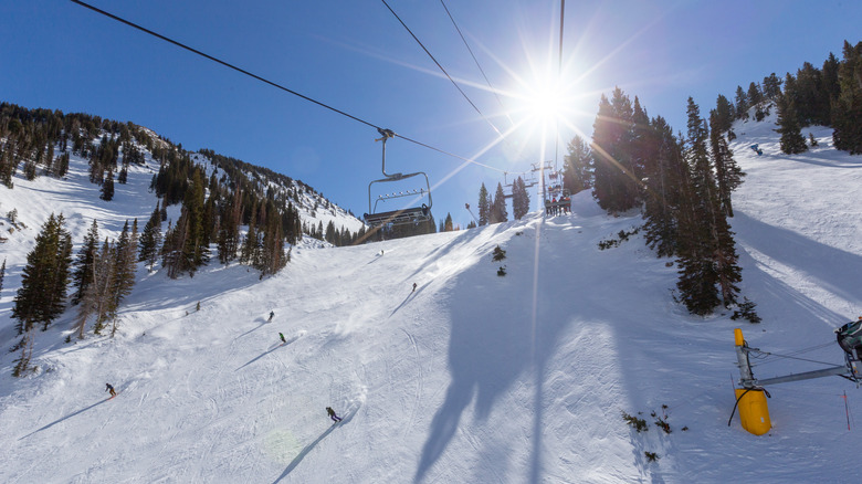 On the ski lift at Alta Ski Resort, Utah