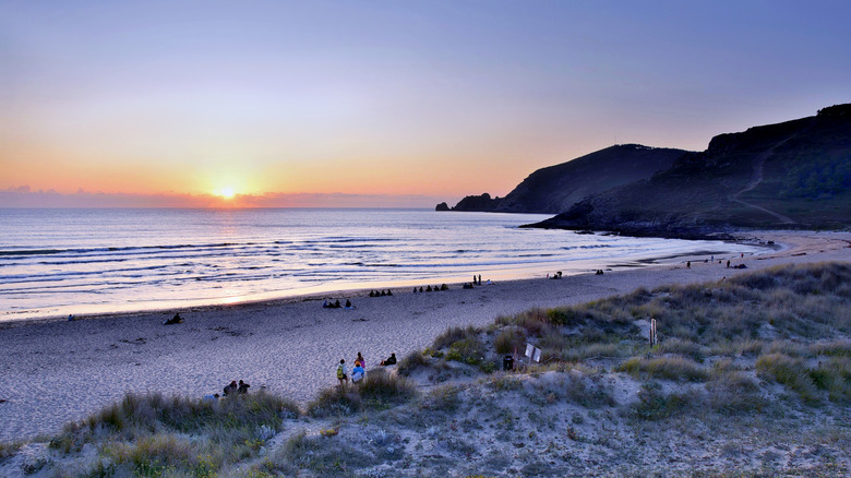 Sunset on the beach in Galicia Spain