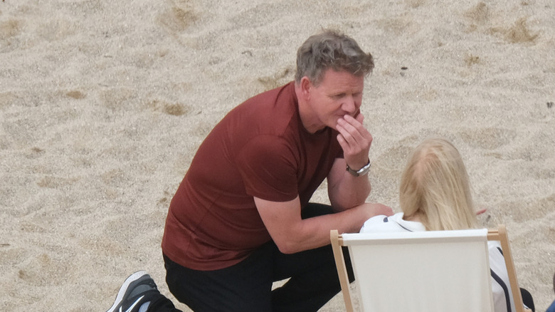 Gordon Ramsay on a beach in Newquay, England