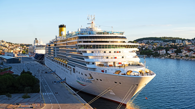 Cruise ships docked in port of Dubrovnik