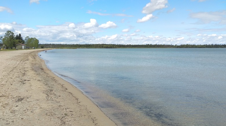 Sunset Beach in Clearwater lake provincial park in Manitoba