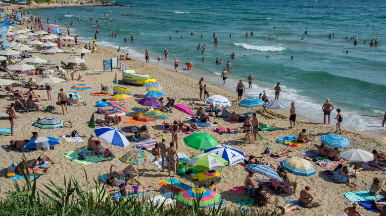 A crowded beach in Varna, Bulgaria