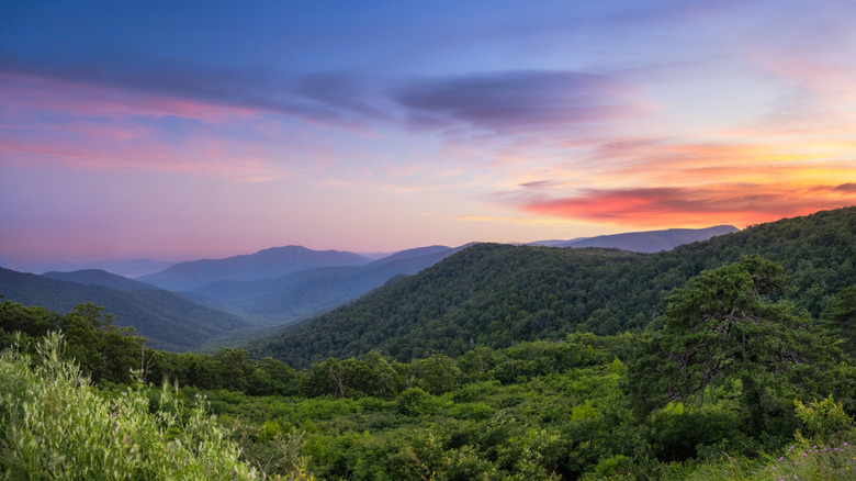 Sunset along Skyline Drive in Shenandoah National Park