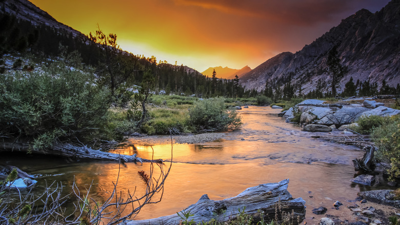 Majestic sunset on Bubbs Creek in Kings Canyon National Park.