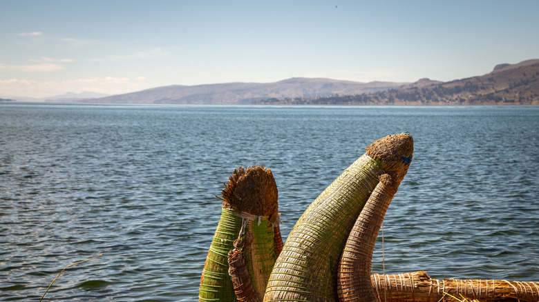 Traditional boat on Lake Titicaca, Peru