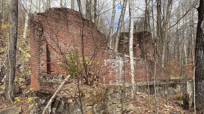 Brick ruins of the ghost town of Livermore, New Hampshire