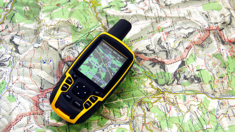 GPS receiver on background map.