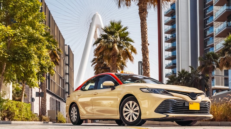 A taxi on a street in Dubai