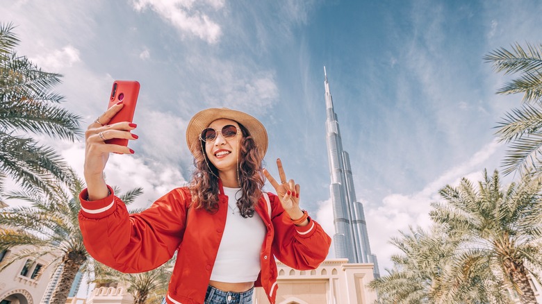 A woman taking a selfie in Dubai