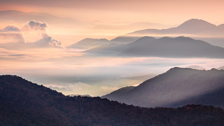 Low Clouds Over Maggie Valley On Heintooga Road in North Carolina's stunning Great Smoky Mountains
