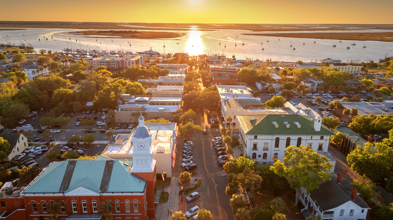 Downtown Fernadina Beach at sunset.
