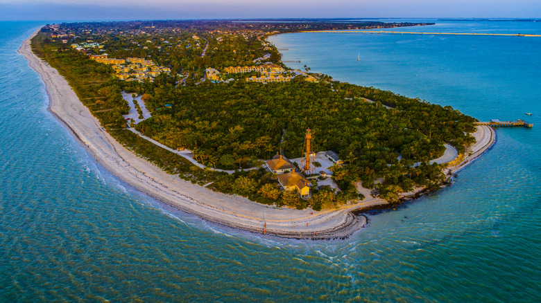 An aerial view of Sanibel Island.