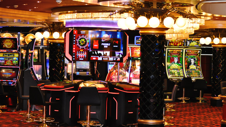 View of the casino and gaming tables inside the MSC Fantasia