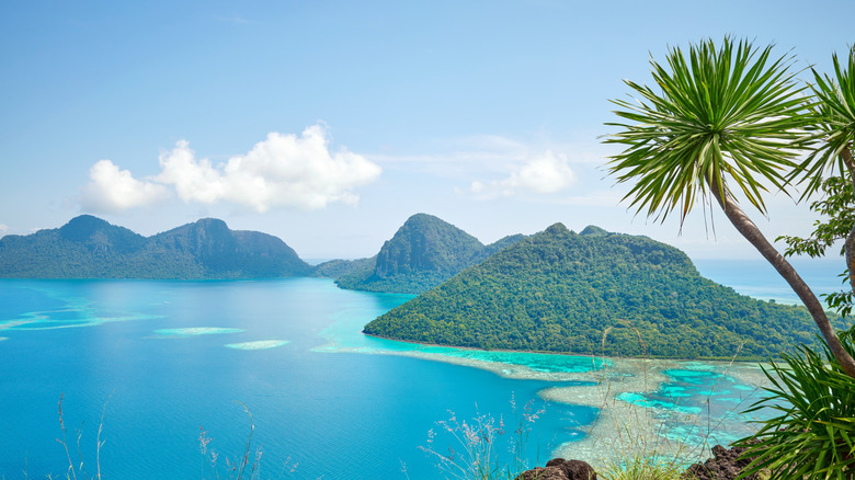 Malaysian islands near Borneo from above