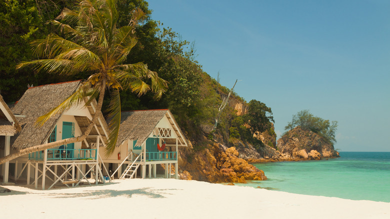 Beach cottages on Rawa Island in Malaysia