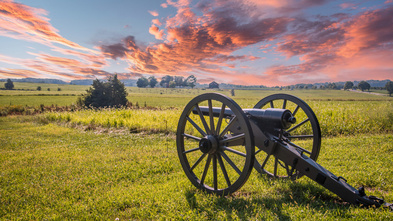 A cannon preserved where the Battle of Gettysburg took place