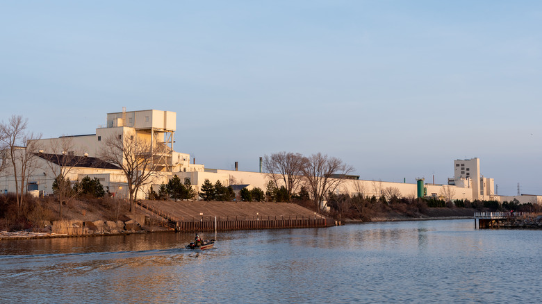 Waterfront buildings in Portage