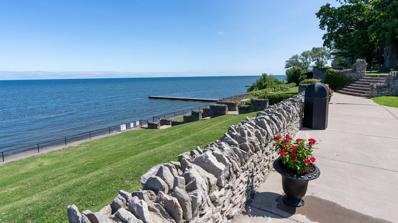 View over Lake Ontario on a sunny day from Olcott, New York