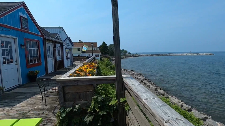 Quaint shops and a boardwalk overlooking Lake Ontario in Olcott, New York