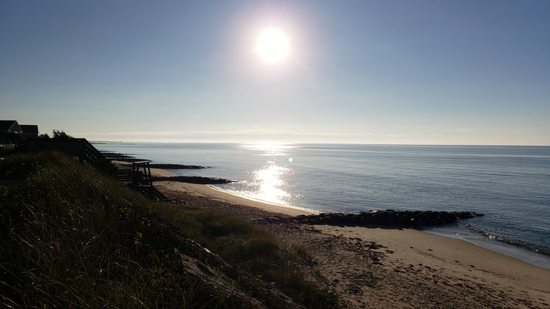 Jetties line Dennis Port beach