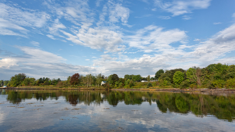 A view of the coastline in Searsport, Maine