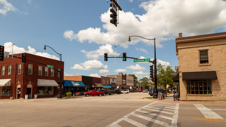 Historic buildings in downtown Rockton, Illinois