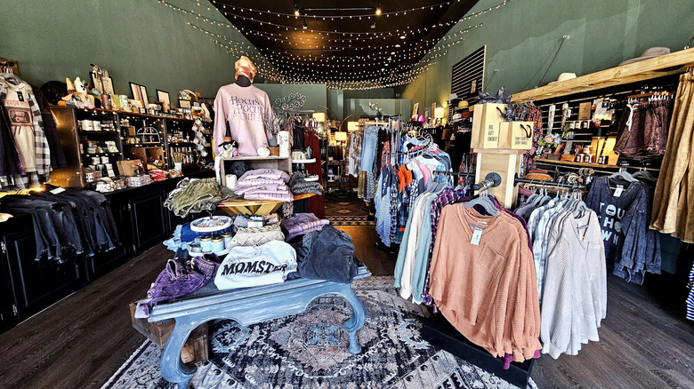 The inside of The Feel Goods store in Tipton, Indiana, with clothing items