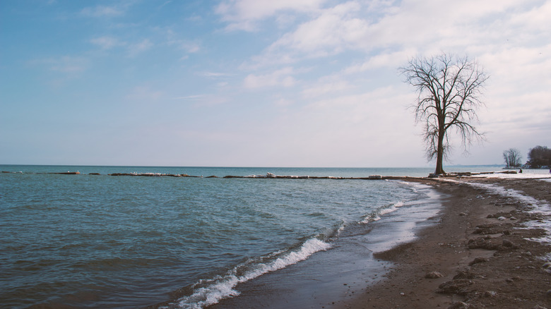 Huntington Beach on a cloudy day in Bay Village, Ohio