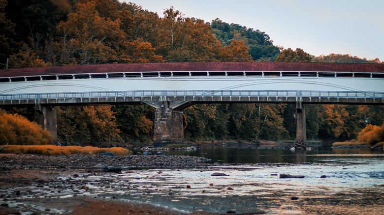 Philippi Covered Bridge with autumn foliage