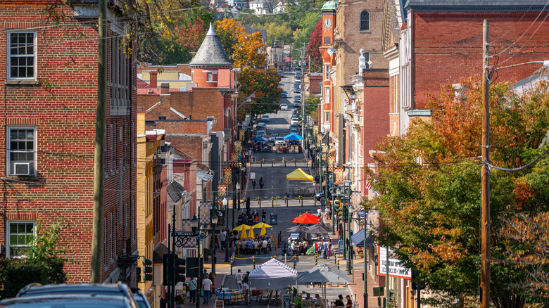 Downtown Staunton Virginia with marquees in the street
